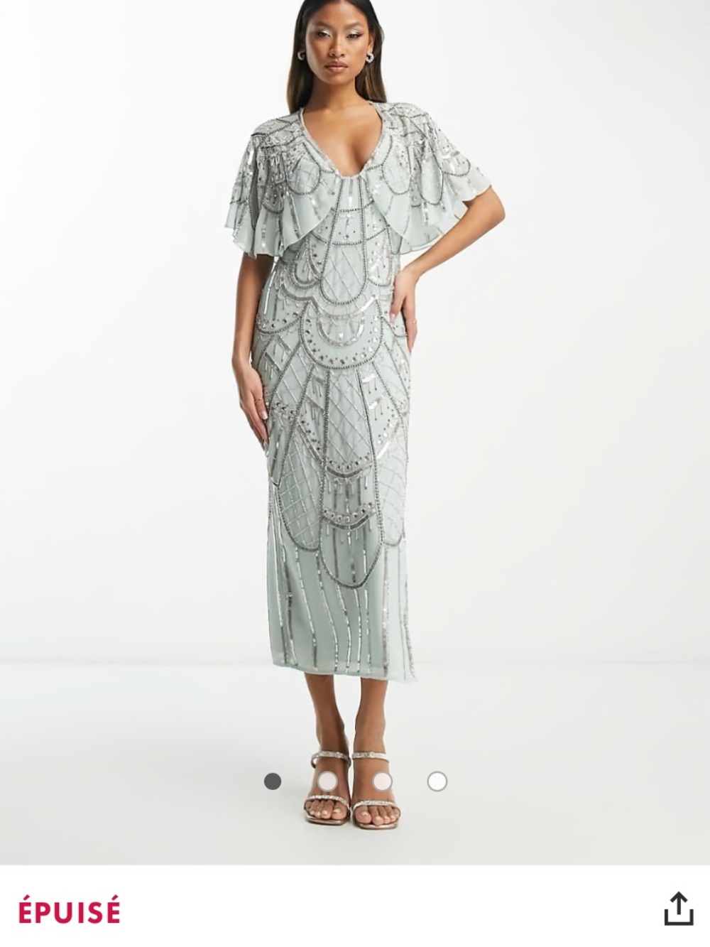 ASOS Mint Beaded Capelet Midi Dress